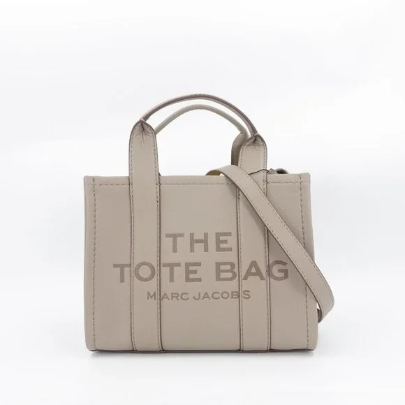 Marc Jacobs Women's The Leather Small Tote Handbag Cement Gray OS - Picture 4 of 16